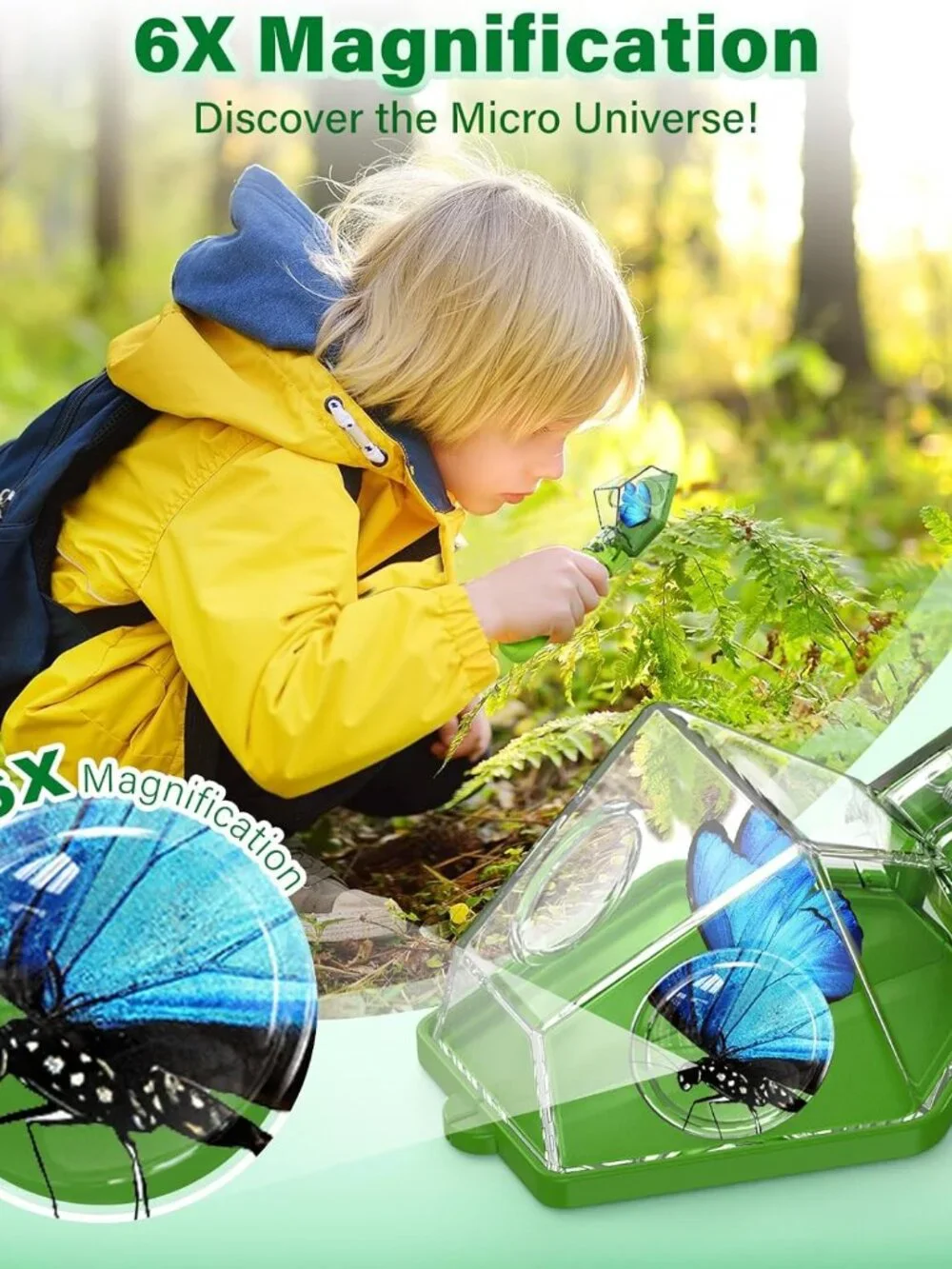 Kids Bug Catcher with 6X Magnifier – STEM Educational Insect Viewer for Outdoor